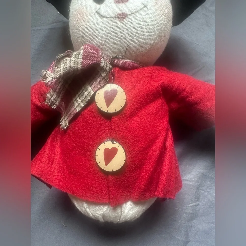 Festive Snowman Plush with Red Coat and Black Hat